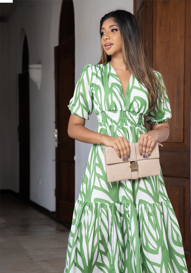 NOVA GREEN PRINTED DRESS